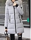 cheap Women&#039;s Puffer&amp;Parka-Women&#039;s Parka Long Puffer Jacket Thicken Winter Coat with Fur Collar Hood Fall Windproof Warm Overcoat with Pockets Stylish Contemporary Casual Jacket Long Sleeve Full Zip Black White Light Green