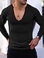 ieftine Tricouri casual pentru bărbați-Bărbați Tricou Tee Top Tricou cu maneca lunga Simplu Pit Strip În V Stradă Vacanță Manșon Lung Îmbrăcăminte Modă Designer De Bază