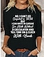 baratos T-Shirts de mulher-Mulheres Camiseta Letra Imprimir Diário Final de semana Moda Manga Longa Decote Redondo Preto Primavera &amp; Outono