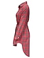 preiswerte Bedruckte Kleider-Damen blusenkleid Plaid Angeschnallt Hemdkragen Minikleid Klassisch Party Langarm Herbst Winter