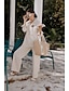 preiswerte Basic-Damenoberteile-Damen Hosen-Sets Glatt Casual Täglich Schwarz Langarm Elegant Vintage Modisch V Ausschnitt Sommer Frühling