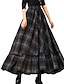 cheap Maxi Skirts-Women&#039;s Skirt Swing Xmas Work Skirts Long Skirt Maxi Cotton Blend Black Red Fuchsia Gray Skirts Autumn / Fall Ruffle Plaid Print Fashion Christmas Daily S M L