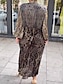 abordables Robes à motifs-Femme Cachemire Imprimer Col V robe longue Rétro Vintage Ethnique du quotidien manche longue Automne Hiver