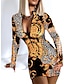 abordables Vestidos estampados-Mujer Vestido de invierno Vestido tubo Leopardo Plaid Cremallera Escote en Pico Mini vestido Sensual Cita Manga Larga Otoño Invierno