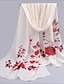billige Kvindetørklæder-kvinders digital printede chiffon silke tørklæde grene og blade rose badehåndklæde