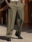 Χαμηλού Κόστους Φόρεμα Παντελόνι-Ανδρικά Παντελόνι επίσημο Παντελόνια Casual παντελόνι Παντελόνι κοστούμι Κουμπί Μπροστινή τσέπη Ισιο πόδι Σκέτο Άνεση Επιχείρηση Καθημερινά Αργίες Μοντέρνα Κομψό &amp; Μοντέρνο Μαύρο Χακί