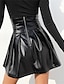 cheap Mini Skirt-Women&#039;s Skirt A Line Mini Corset Faux Leather Black Skirts Fall &amp; Winter Pleated Vintage Fashion Sexy Performance Street S M L