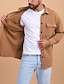 preiswerte Flanellhemden-Herren Waffelhemd Waffel-Henley-Hemd Hemdjacke Overshirt Einfach Outdoor Alltagskleidung Schwarz Weiß Braun Langarm Revers Herbst Winter Bekleidung Tasche