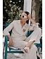 preiswerte Basic-Damenoberteile-Damen Hosen-Sets Glatt Casual Täglich Schwarz Langarm Elegant Vintage Modisch V Ausschnitt Sommer Frühling