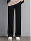 baratos perna larga e cintura alta-Calças de lã feminina calças de moletom calças comprimento total moda streetwear rua diário preto cinza m l inverno