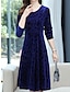 رخيصةأون فساتين عادية-نسائي اللباس المخملية فستان ميدي جيب مناسب للبس اليومي أنيق موضة V رقبة كم طويل أسود نبيذ أزرق اللون