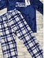 billiga Pyjamas-Herr Vardagsklädsel Sovkläder Pyjamas set Pyjamastopp och byxa 2 delar Rutig Stylish Ledigt Komfort Hem Dagligen Flanell Komfort Rund hals Långärmad Pullover Byxa Elastisk midja Sommar Vår Blå Röd