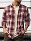 cheap Flannel Shirts-Men&#039;s Shirt Flannel Shirt Plaid Shirt Shirt Jacket Shacket Overshirt Shacket Red Blue Brown Long Sleeve Plaid / Check Lapel Spring &amp;  Fall Outdoor Daily Wear Clothing Apparel Front Pocket