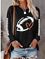 abordables Camisetas de mujer-Mujer Camiseta Corazón Fútbol Americano Beisbol Estampado Diario Fin de semana Básico Manga Larga Escote Redondo Negro Primavera &amp; Otoño