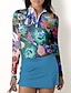 baratos Roupas de golfe feminino-Mulheres Camisa polo de caminhada Rosa claro Manga Longa Proteção Solar Blusas Floral Outono Inverno Roupas femininas de golfe, roupas, roupas, roupas