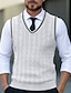 cheap Men&#039;s Pullover Sweater-Men&#039;s Sweater Vest Pullover Sweater Jumper Cable Knit Regular Knit Plain V Neck Modern Contemporary Work Daily Wear Clothing Apparel Fall &amp; Winter Black White S M