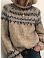 preiswerte Pullover-Damen Pullover Ständer Gerippt Stricken Wolle Streifen Herbst Winter Standard Outdoor Täglich Ausgehen Stilvoll Brautkleider schlicht Weich Langarm Gestreift Beige S M L