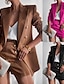 abordables Americanas de mujer-Mujer chaqueta Trabajo Botón Color sólido Casual / Diario Moda Ajuste regular Ropa de calle Manga Larga Verano Negro S
