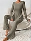 billige Pyjamas til kvinder-dame loungewear sæt ren farve mode komfort blødt hjem daglig seng polyester åndbar rund hals langærmet sweater bukser efterår vinter hjem outfits