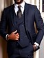 cheap Tuxedos &amp; Suits-Dark Blue Men&#039;s Wedding Suits 3 Piece Solid Colored Tailored Fit Single Breasted Two-buttons 2023