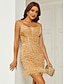 cheap Cocktail Dresses-Sheath Black Dress Cocktail Dresses Glittering Dress Homecoming Prom Short / Mini Sleeveless V Neck Sequined with Feather Glitter Sequin 2023