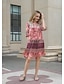 abordables Robes à motifs-Femme Floral Bloc de couleur A Volants Imprimer Col V Mini robe du quotidien Manches 3/4 Eté Printemps