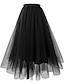 voordelige Effen rokken-Dames Rok Schommel Maxi Hoge taille Rokken Meerlaags Tule Effen Straat Dagelijks Herfst winter Polyester Organza Elegant Modieus Donker roze Zwart Wit Roze