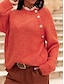 זול סוודרים-בגדי ריקוד נשים סוודר סוודר צווארון עגול קצר מְעוּרפָּל לִסְרוֹג תערובת כותנה גדול סתיו חורף רגיל חגים סוף שבוע סגנון וינטאג&#039; רך שרוול ארוך צבע אחיד פנינה כתום בז&#039; S M L
