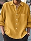cheap Men&#039;s Shirt Jacket-Men&#039;s Shirt Corduroy Shirt Shirt Jacket Shacket Overshirt Yellow Pink Blue Long Sleeve Plain Lapel Spring &amp;  Fall Outdoor Daily Wear Clothing Apparel