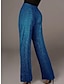baratos calças femininas de festa-Mulheres Perna larga Calças Paetês Cintura Alta Comprimento total Preto Outono