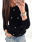 cheap Sweaters-Women&#039;s Pullover Sweater Jumper Crew Neck Ribbed Knit Acrylic Beads Fall Winter Regular Outdoor Daily Going out Stylish Casual Soft Long Sleeve Solid Color Black White Pink XS S M