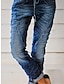 Недорогие джинсы женские-Жен. Джинсы Джинса Сплошной цвет Синий Мода Нормальная Полная длина Для улицы Повседневные Осень Зима