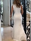 Χαμηλού Κόστους Πάρτι Φορέματα-Γυναικεία Λευκό φόρεμα Φόρεμα χορού Φόρεμα για πάρτυ Με Βολάν Σκίσιμο Λαιμόκοψη V Αμάνικο Λευκό Άνοιξη Χειμώνας