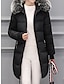 abordables Doudounes &amp; Parkas Femme-Parka Femme Extérieur Plein Air du quotidien Sortie mode contemporain Décontractées Style de rue Avec poches Full Zip Garniture en fausse fourrure Manteau Noir Blanche Vert Claire Automne Hiver