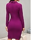 abordables Vestido Sencillo-Mujer vestido de trabajo Vestido tubo vestido semiformal Moda Oficina Diario moda laboral Vestido Midi Botón Diseño Manga Larga Plano Ajuste regular Negro Vino Fucsia Otoño Invierno S M L XL XXL