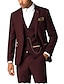 abordables Trajes-Trajes de boda de tweed para hombre 3 piezas vintage color liso corte entallado botonadura simple 1 botón negro burdeos azul marino oscuro 2024