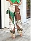 זול חליפות שני חלקים לנשים-בגדי ריקוד נשים חולצה ערכות מכנסיים גראפי דפוס קזו&#039;אל אופנתי שרוול ארוך צווארון V ירוק צבא קיץ &amp; אביב