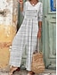 cheap Graphic Jumpsuit-Women&#039;s Jumpsuit Print Striped V Neck Boho Vacation Wide Leg Regular Fit Long Sleeve Light Grey Gray S M L All Seasons