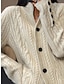 ieftine Cardigane-Pentru femei Pulover Cardigan În V Cablu Tricotat Polyester Buton Buzunar Toamnă Iarnă Scurt Zilnic Ieșire Sfârșit de săptămână Stilat Casual Moale Manșon Lung Culoare solidă Alb Cămilă Maro S M L