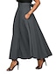 abordables Jupes Maxi-Jupe de travail balançoire pour femmes, jupe longue asymétrique, noir, gris vin, taille haute, été, sorties quotidiennes, s m l