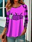 cheap Women&#039;s T-shirts-Women&#039;s T shirt Tee Halloween Shirt Pink Blue Purple Leopard Plaid Pumpkin Print Long Sleeve Halloween Weekend Basic Round Neck Regular Fit Painting Fall &amp; Winter