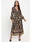 cheap Designer Dresses-Women&#039;s Geometric Color Block Maxi Swing Dress