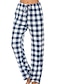ieftine Bluze și pantaloni de pijama pentru femei-Pentru femei loungewear Pantaloni Grilă / carouri Simplu Casual Confortabili Casă Zilnic Vacanță Bumbac Respirabil Pantaloni Buzunar Talie elastică Toamnă Iarnă Negru Roșu Vin