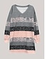 abordables robes à capuche et sweat-shirts imprimés-Femme Robe sweat Imprimer Col V Mini robe du quotidien Rendez-vous Manches 3/4 Automne