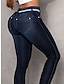 お買い得  女性のジーンズ-女性用 ジーンズ パンツ デニム ハイウエスト 全長 ダークブルー 夏