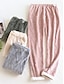 cheap Women&#039;s Sleep Tops &amp; Bottoms-Women&#039;s Fleece Flannel Fluffy Fuzzy Warm Pajamas Pants Pure Color Plush Casual Comfort Home Daily Bed Warm Pant Elastic Waist Fall Winter Pink Green