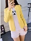 cheap Cardigans-Women&#039;s Cardigan Sweater Crew Neck Ribbed Knit Acrylic Button Fall Winter Short Daily Going out Weekend Stylish Casual Soft Long Sleeve Solid Color Black Yellow Pink S M L