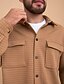 preiswerte Flanellhemden-Herren Waffelhemd Waffel-Henley-Hemd Hemdjacke Overshirt Einfach Outdoor Alltagskleidung Schwarz Weiß Braun Langarm Revers Herbst Winter Bekleidung Tasche
