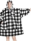 cheap Women&#039;s Robes-Women&#039;s Wearable Blanket Hoodie Blanket Pajama Loungewear Grid / Plaid Pure Color Fashion Sport Simple Home Daily Bed Polyester Warm Pullover Long Sleeve Hoodie Fall Winter Red black Lake blue
