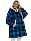 cheap Women&#039;s Nightgowns &amp; Sleepshirts-Women&#039;s Pajamas Loungewear Nightgown Sleepwear Buffalo Plaid Fashion Sport Simple Home Daily Bed Polyester Warm Pullover Long Sleeve Hoodie Fall Winter Red Blue